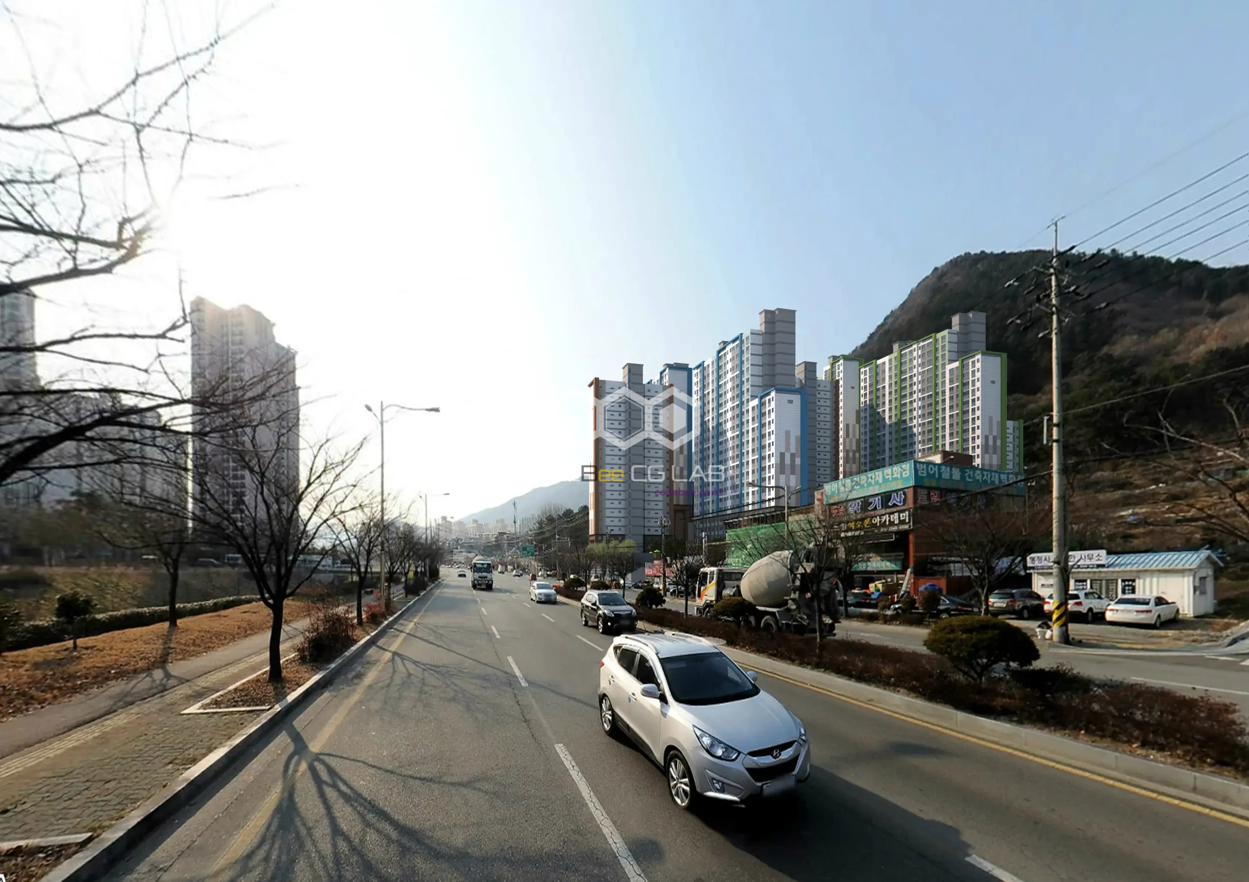 양산 물금 범어리 아파트 경관심의용 도로 조망 시뮬레이션 이미지