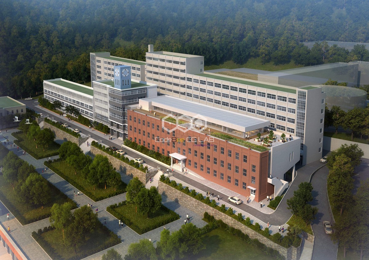 부산 동아대학교 구덕캠퍼스 교육동 증축 계획을 표현한 조감도
