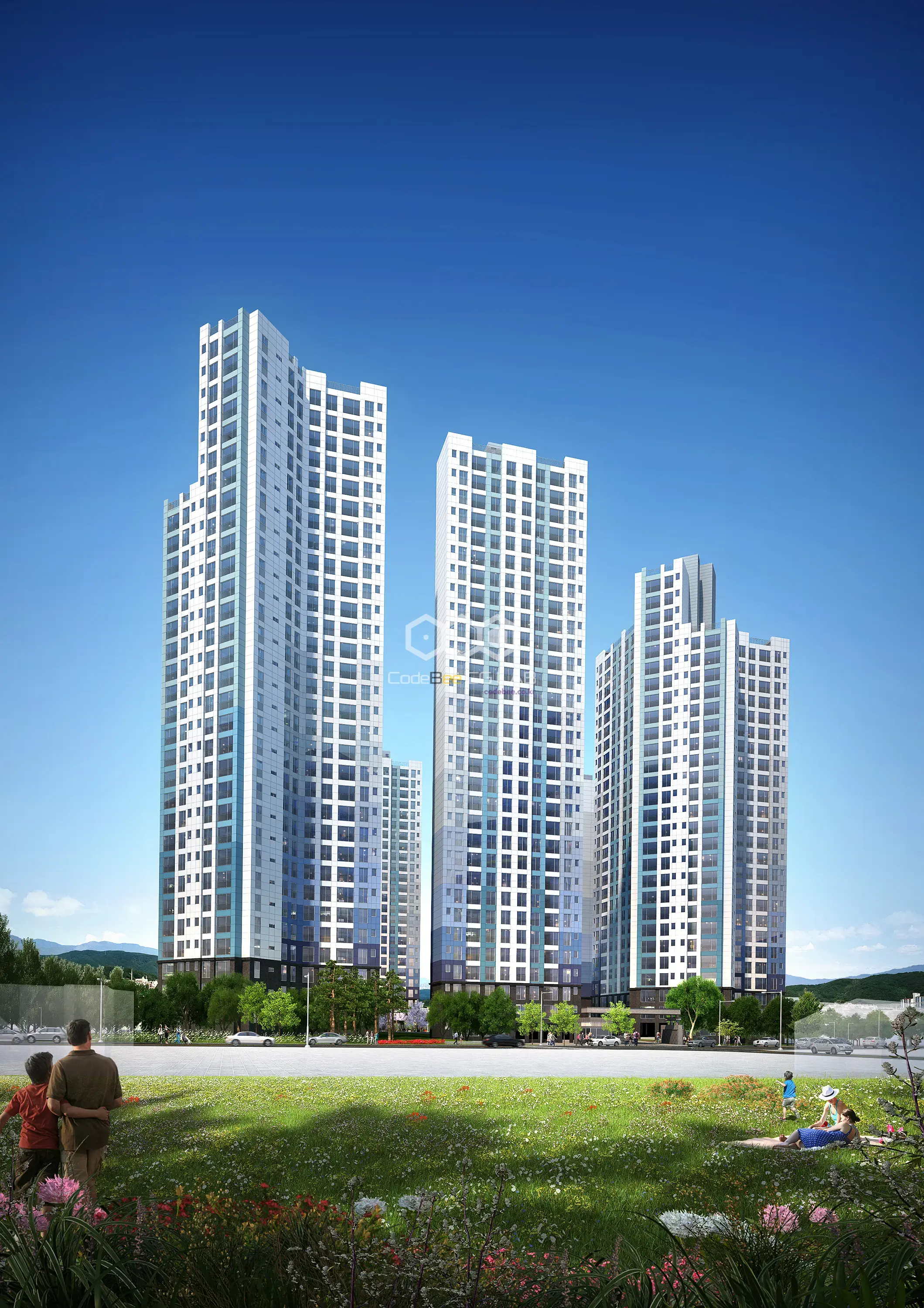 포항 오천리 뉴스테이 아파트 단지 전경 투시도